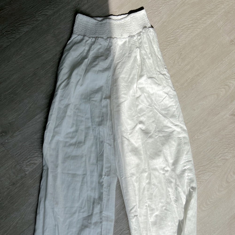 White Linen Wide Leg Pants
